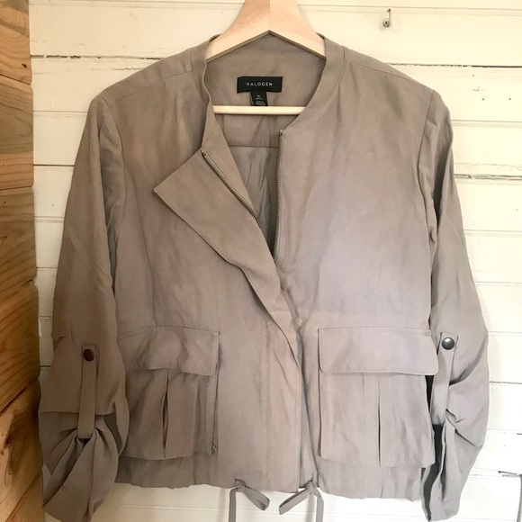 Sold Halogen Twill Zip Front Utility Jacket - Picture 2 of 4